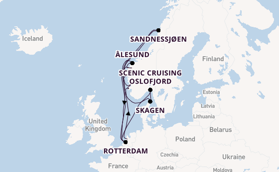Noorwegen vanaf Amsterdam, Nederland met de Nieuw Statendam