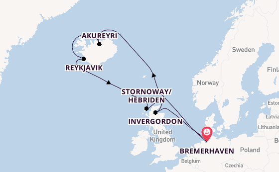 Schotland vanaf Bremerhaven, Duitsland met de Mein Schiff 3