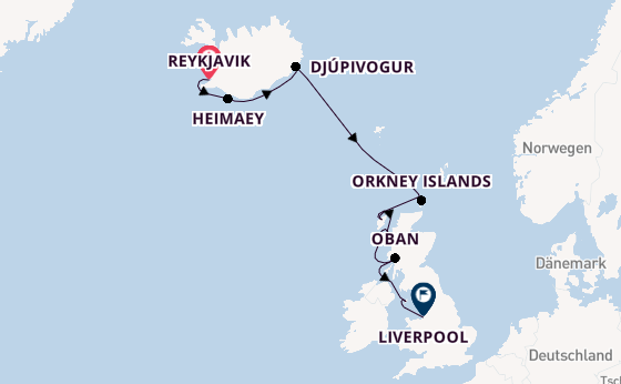 Vereinigtes Königreich ab Reykjavik, Island auf der HANSEATIC spirit