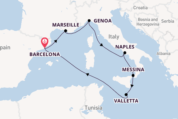 Western Mediterranean from Barcelona, Spain with the MSC World Asia