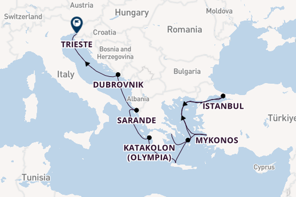 Eastern Mediterranean from Athens (Piraeus), Greece with the Nieuw Amsterdam