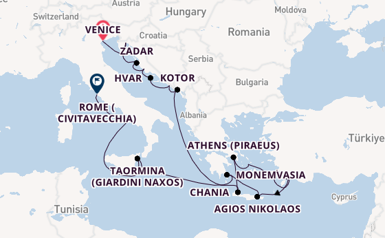 Mediterranean Sea from Venice, Italy with the Azamara Onward