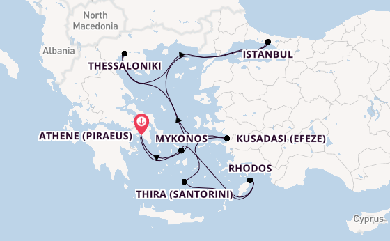 Oostelijke Middellandse Zee vanaf Athene (Piraeus), Griekenland met de Celebrity Infinity