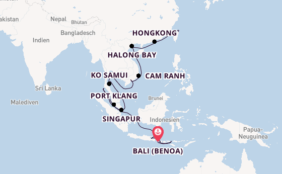 Südostasien ab Bali (Benoa), Indonesien auf der Seven Seas Explorer