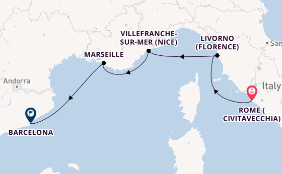 Western Mediterranean from Rome (Civitavecchia), Italy with the Viking Libra