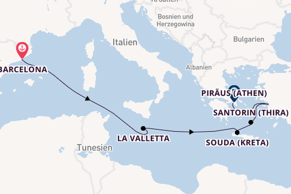 Mittelmeer ab Barcelona, Spanien auf der Oosterdam