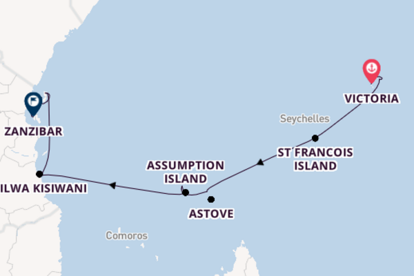 Africa from Victoria, Seychelles with the Le Bougainville