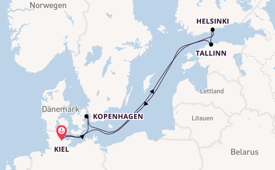 Ostsee ab Kiel, Deutschland auf der Mein Schiff Relax