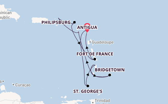 Southern Caribbean from Antigua, Antigua and Barbuda with the Iona
