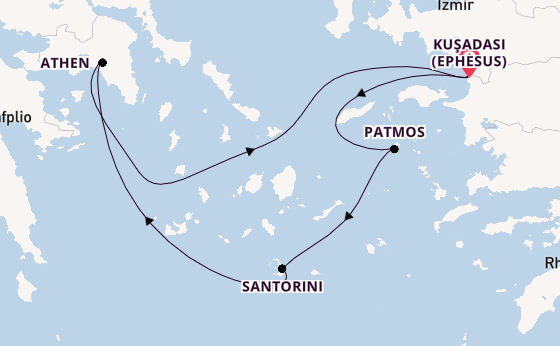 Eastern Mediterranean from Kuşadası (Ephesus), Turkey with the Celestyal Discovery