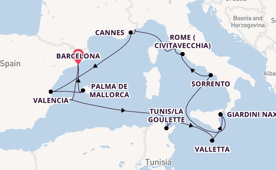 Western Mediterranean from Barcelona, Spain with the EXPLORA I