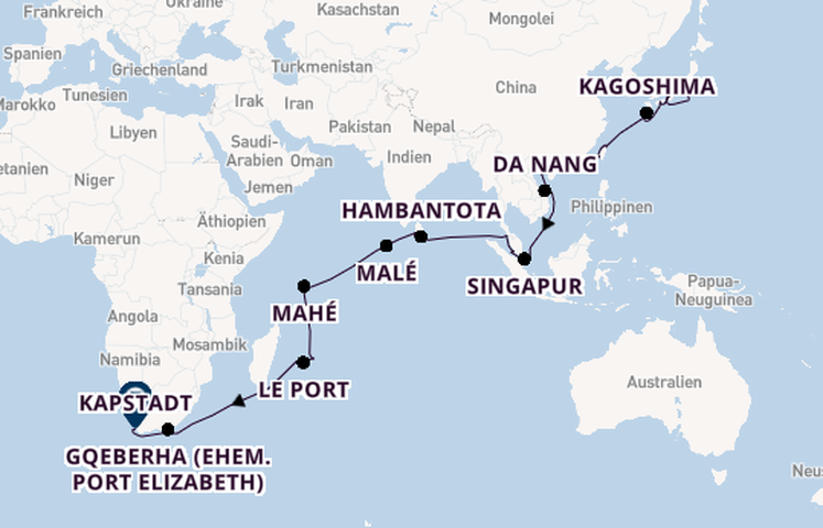 アジア図　Asien nach den neusten und besten AIDA Asien