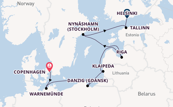 Baltic Sea from Copenhagen, Denmark with the Norwegian Jewel
