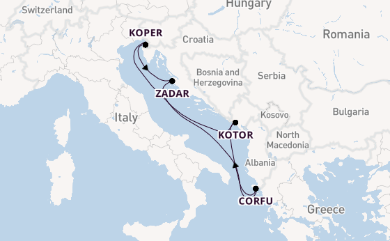 Middellandse Zee vanaf Triëst, Italië met de Mein Schiff 4