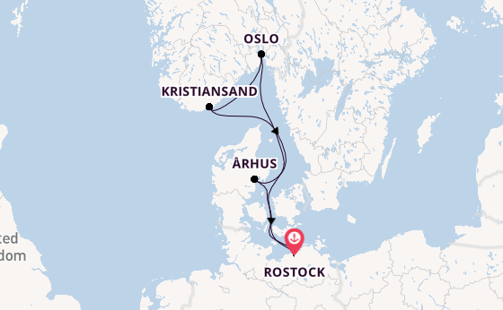 Noorwegen vanaf Rostock, Warnemünde, Duitsland met AIDAmar