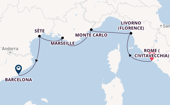 Western Mediterranean from Rome (Civitavecchia), Italy with the Viking Mira