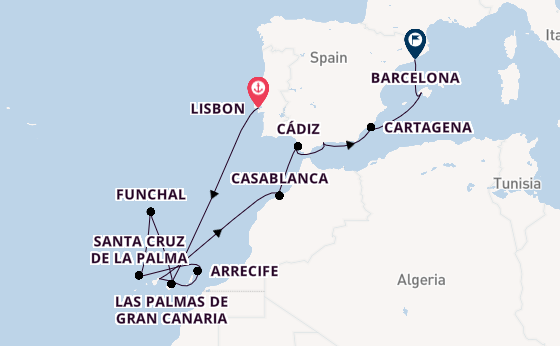 Western Mediterranean from Lisbon, Portugal with the Seven Seas Navigator
