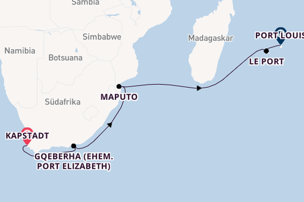 Südliches Afrika ab Kapstadt, Südafrika auf AIDAblu