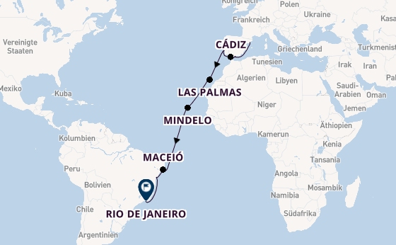Transatlantik ab Barcelona, Spanien auf der Costa Diadema