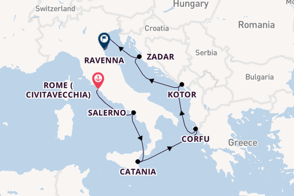 Mediterranean Sea from Rome (Civitavecchia), Italy with the Norwegian Gem