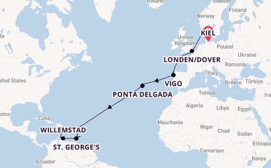 Caribbean vanaf Kiel met AIDAbella