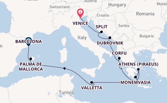 Mediterranean Sea from Venice, Italy with the Seven Seas Grandeur