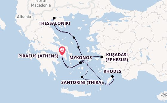 Eastern Mediterranean from Piraeus (Athens), Greece with the Celebrity Infinity