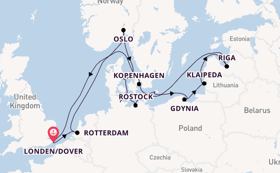 Engeland vanaf Londen/Dover, Groot-Brittannië met de Nieuw Statendam