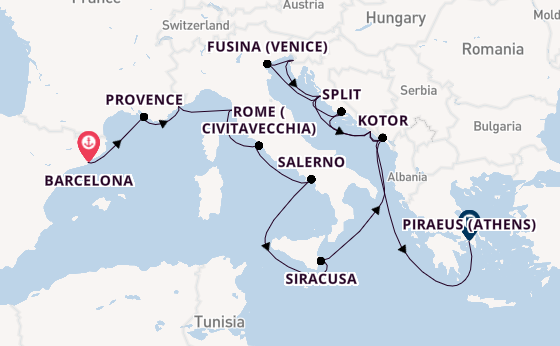 Mediterranean from Barcelona, Spain with the Azamara Onward