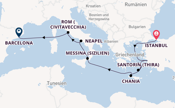 Mittelmeer ab Istanbul, Türkei auf der Sun Princess