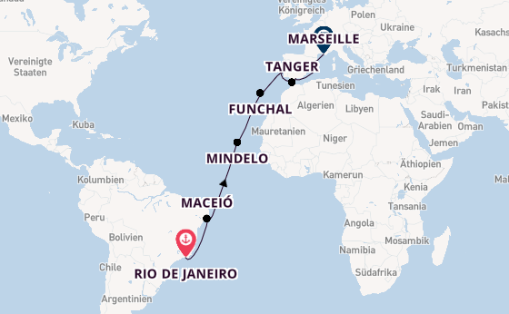 Transatlantik ab Rio de Janeiro, Brasilien auf der MSC Seaview
