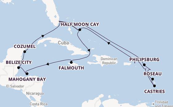 Caribbean vanaf Fort Lauderdale, Verenigde Staten met de Rotterdam