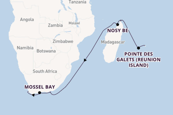 Africa from Port Louis, Mauritius with the Norwegian Dawn