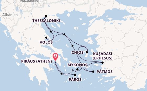 Östliches Mittelmeer ab Piräus (Athen), Griechenland auf der Azamara Onward