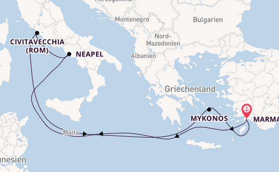 Mittelmeer ab Marmaris, Türkei auf der MSC Divina