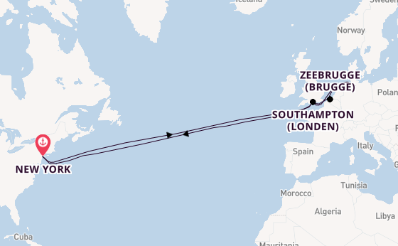 trans-Atlantisch vanaf New York, Verenigde Staten met de Queen Mary 2