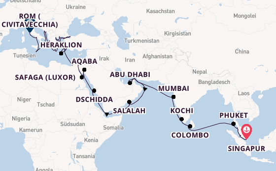 Mittelmeer ab Singapur, Singapur auf der Vista