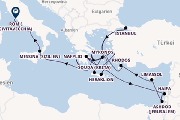 In 29 Tagen nach Rom (Civitavecchia) über Nafplio
