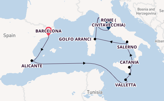 Western Mediterranean from Barcelona, Spain with the Seven Seas Grandeur