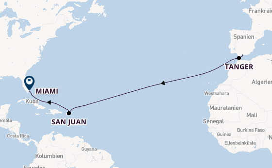 Transatlantik ab Málaga, Spanien auf der Azamara Quest