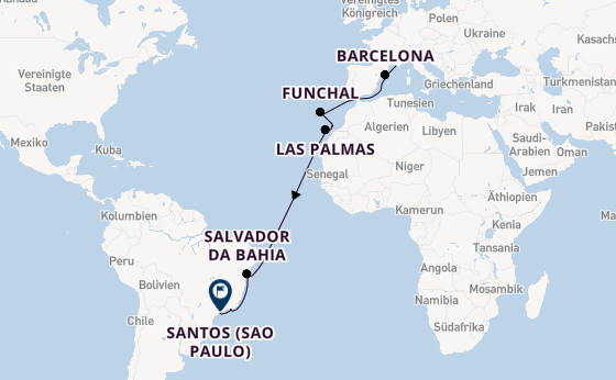 Transatlantik ab Marseille, Frankreich auf der MSC Virtuosa