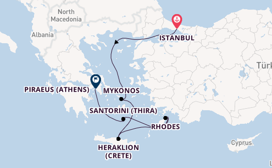 Eastern Mediterranean from Istanbul, Turkey with the Costa Fortuna