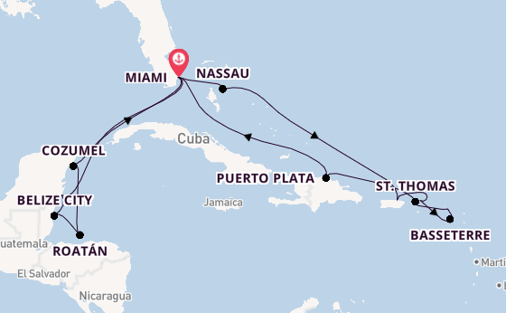 Caribbean vanaf Miami, Verenigde Staten met de Marina