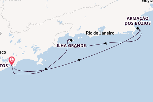 Brazilië vanaf Santos, Brazilië met de MSC Meraviglia