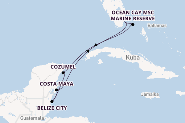 Westliche Karibik ab Miami, Florida, USA auf der MSC Seaside