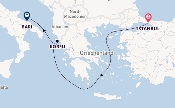 Mittelmeer ab Istanbul, Türkei auf der MSC Orchestra 