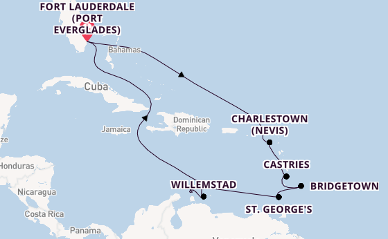 Caribbean from Fort Lauderdale (Port Everglades), Florida with the Island Princess