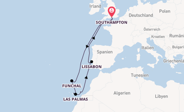 Kanarische Inseln ab Southampton, Großbritannien auf der Queen Victoria