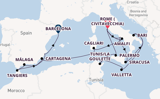 Western Mediterranean from Rome (Civitavecchia), Italy with the EXPLORA II