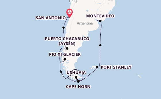 South America from San Antonio, Chile with the Nieuw Amsterdam